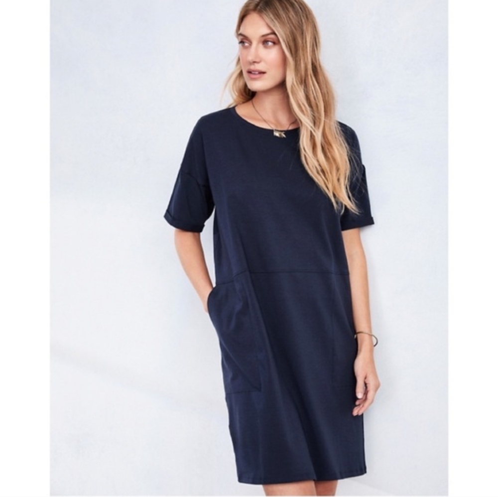 Eileen Fisher Organic Cotton Jersey Round Neck Dress Size Large